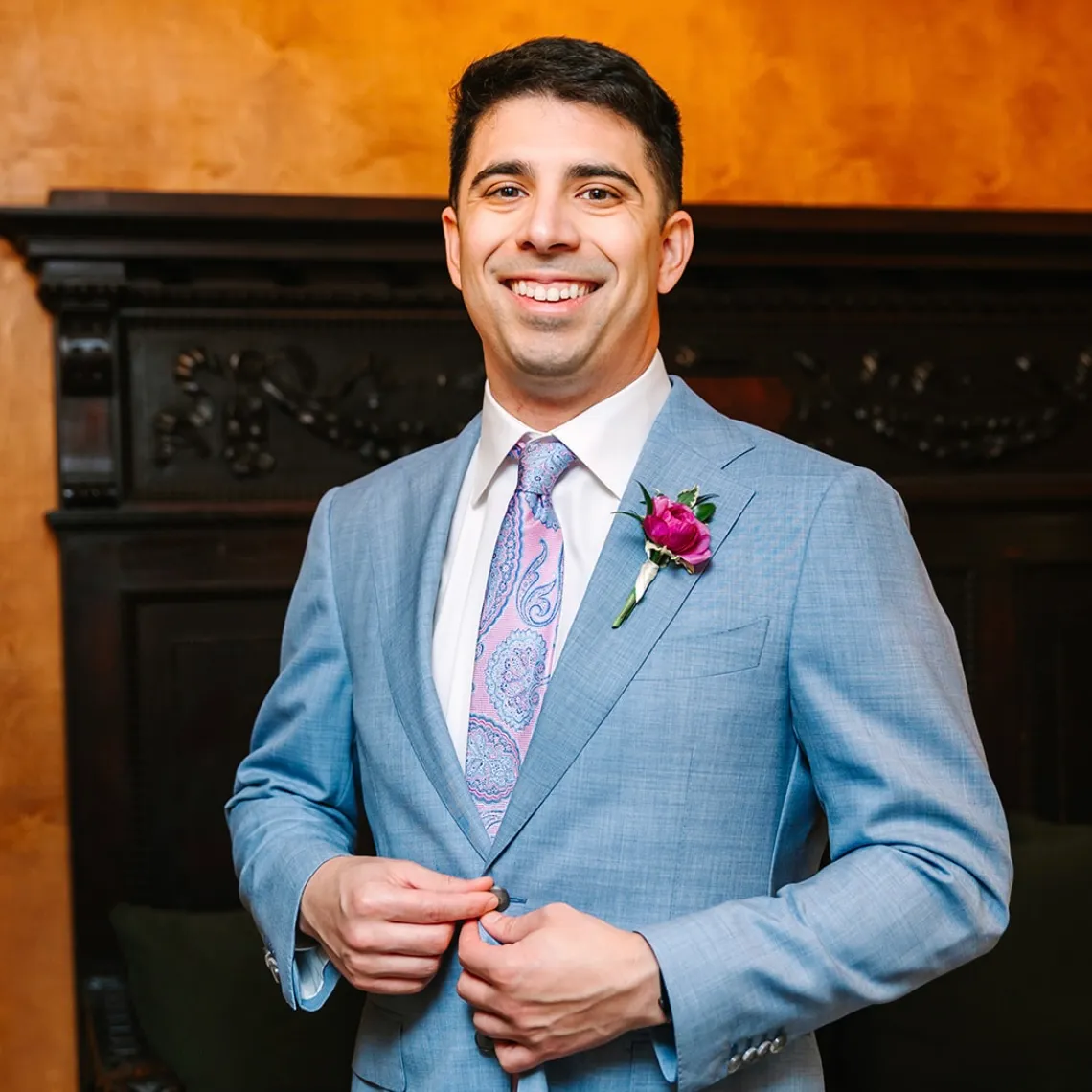 Photo of Henry getting ready for his wedding.